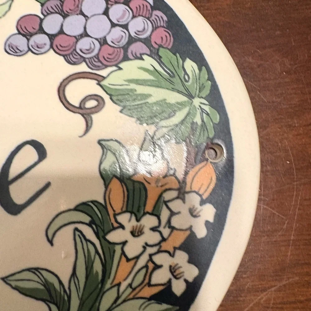 Vintage Trinity Pottery “Welcome” Oval Wall Plaque – Fruit Basket Design